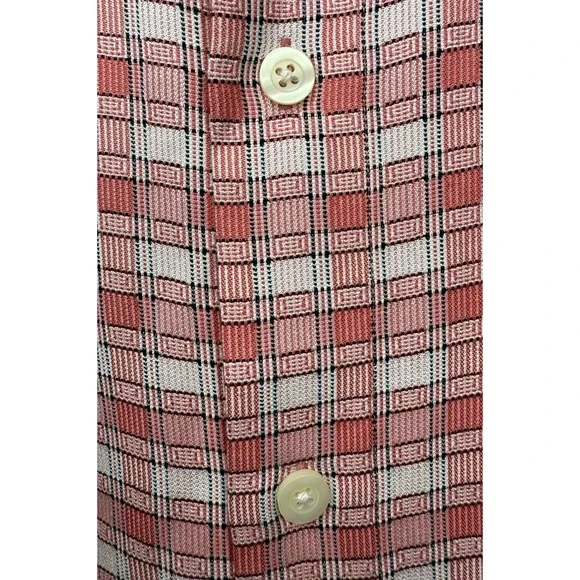 Tommy Bahama Men's XL‎ Red White Plaid Short Sleeve Button Down 100% Silk - Picture 3 of 9
